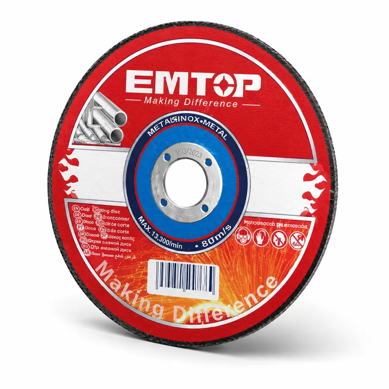 Disco Abrasivo Corte 230mm(9") X 1.6mm(1/16") X 22.2mm(7/8") C/Plano E Inox Emtop (Paq.25)