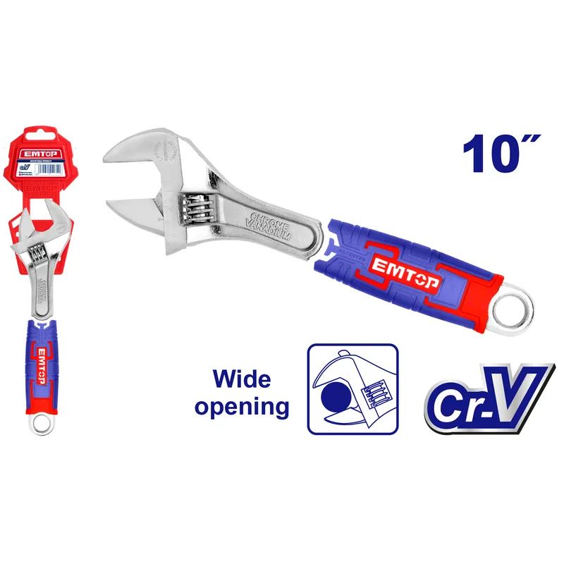 Llave Ajustable 10" Mango De Goma Emtop(Caj. 6) — vista 2