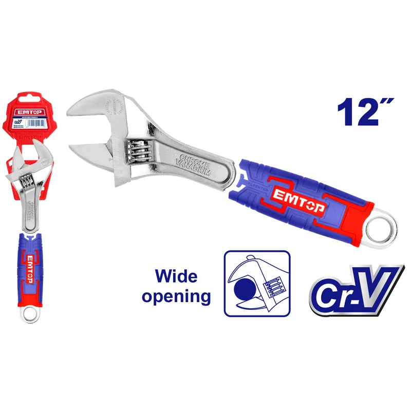 Llave Ajustable 12" Mango De Goma Emtop (Caj.6) — vista 2